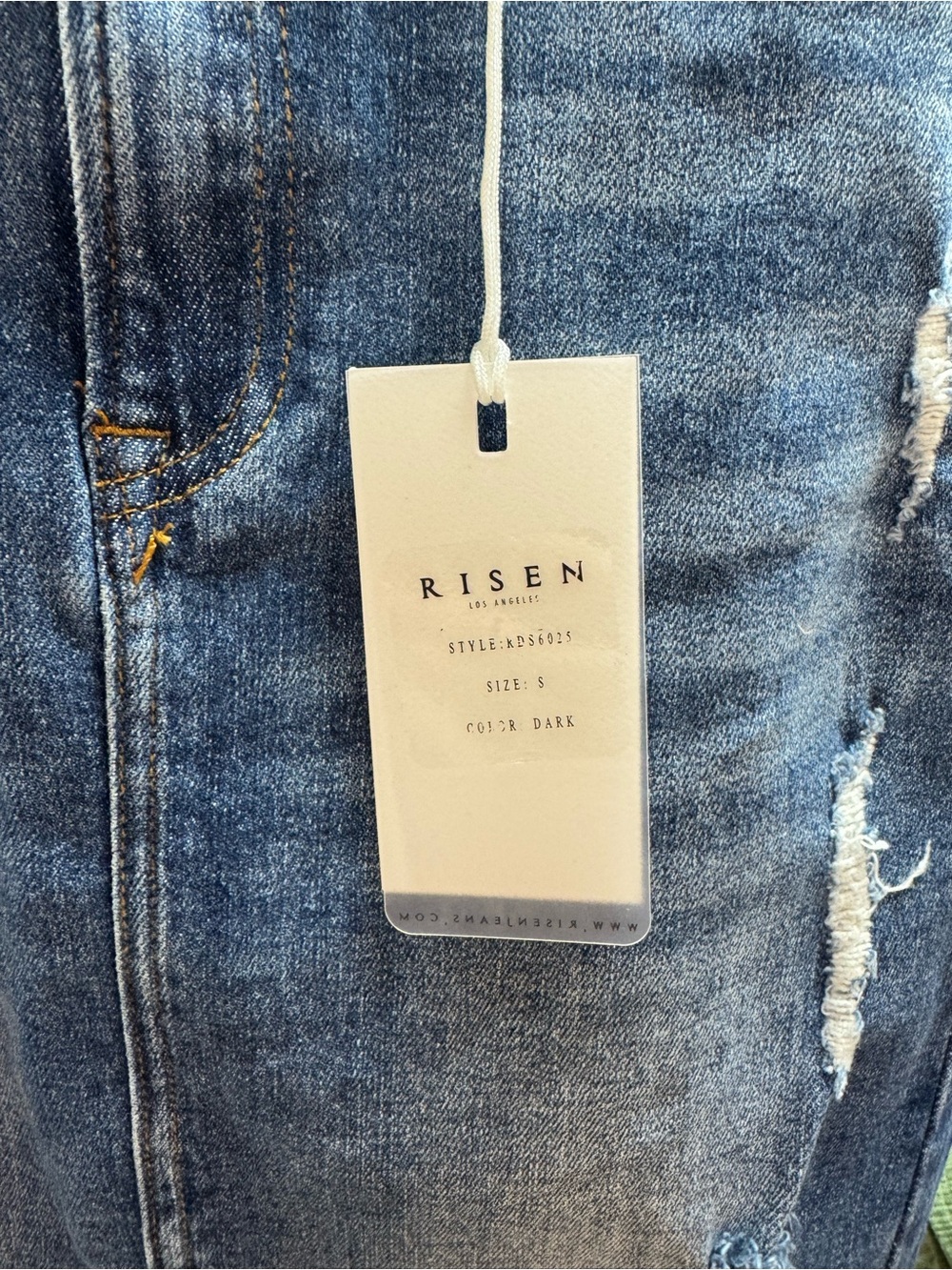 Risen Distressed Denim Pencil Skirt - Blue - Picture 3 of 3